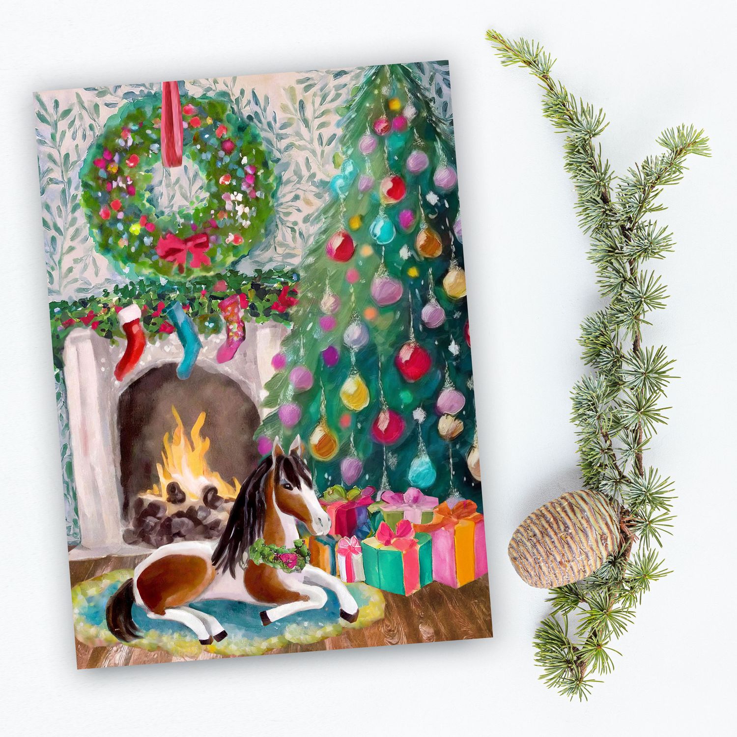 Pony under the Tree Christmas Holiday Cards