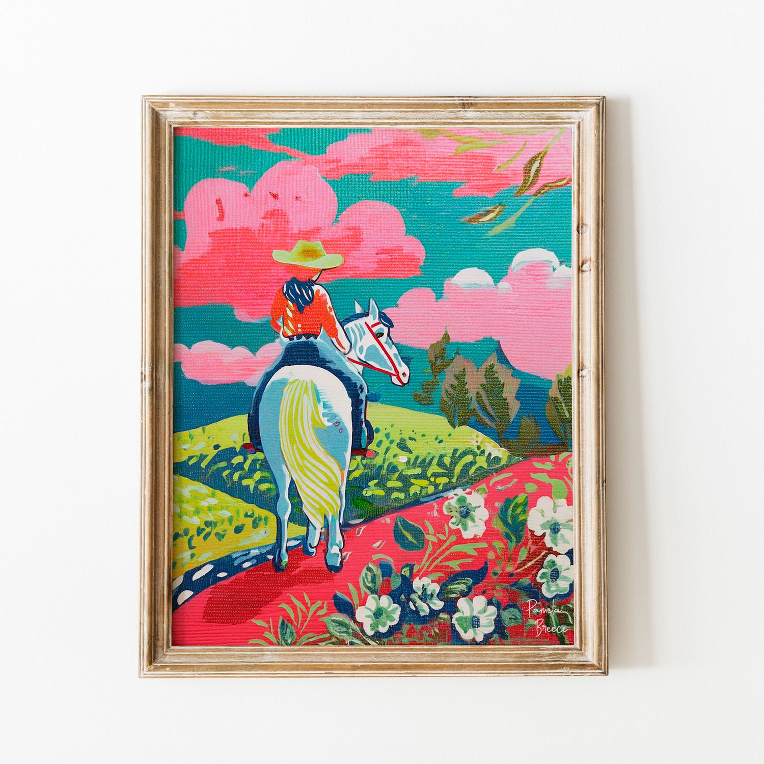 Cowgirl in Floral Field Print