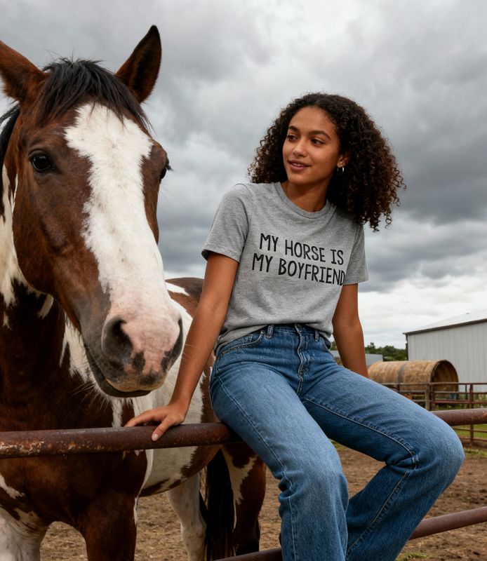 My Horse is my Boyfriend Equestrian Horse T-shirt Tee