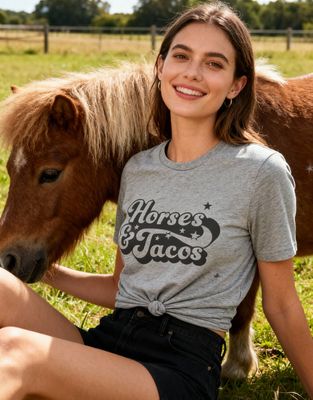 Horses and Tacos Gray T-shirt Tee Horses and Tacos Gray T-shirt Tee