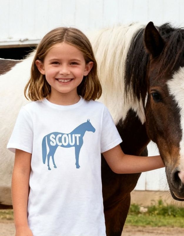 Kids Custom Name Horse White T-shirt tee
