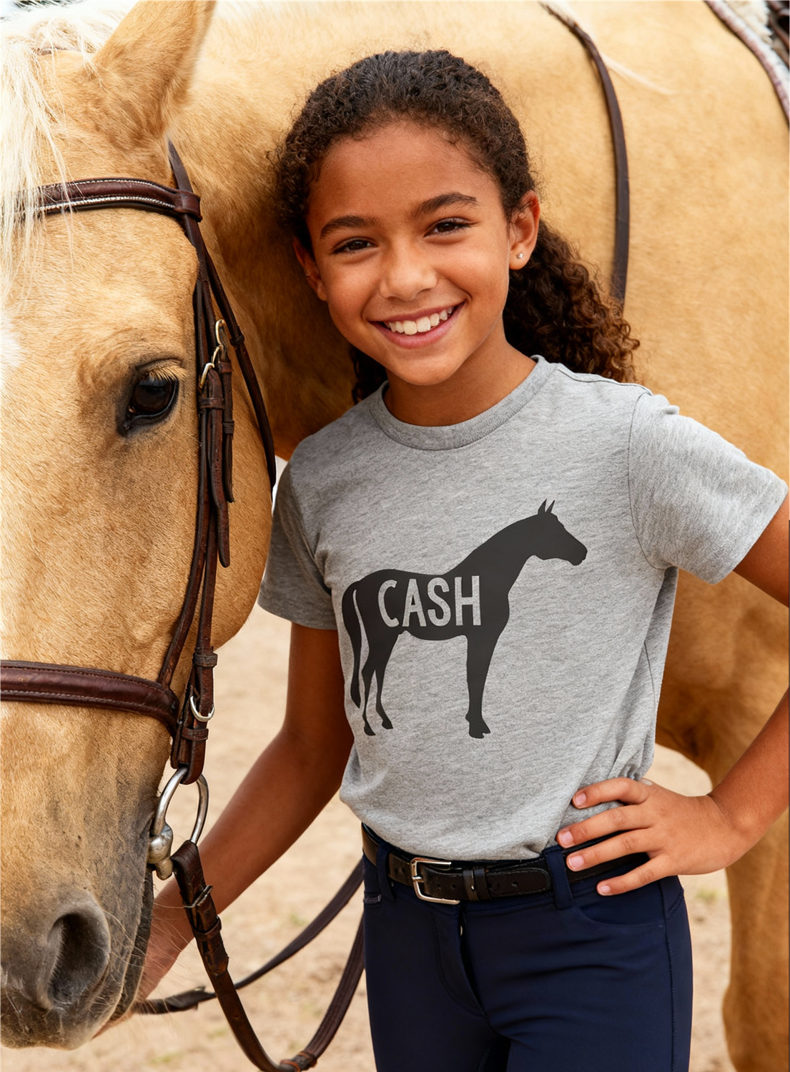 Kids Gray Custom Horse Tee