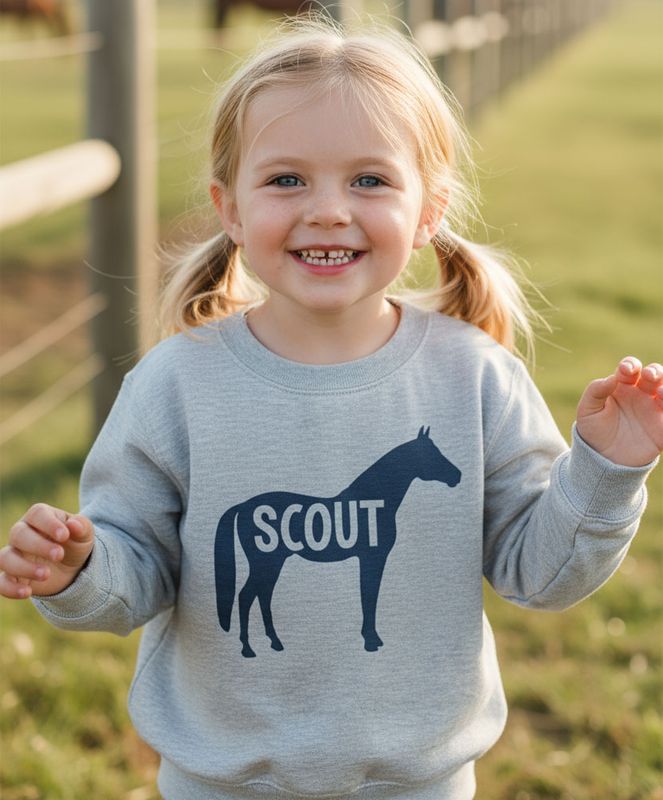 Youth Toddler Horse Name Crew Neck Sweatshirt