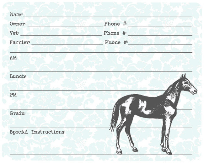 Damask Vintage Horse Stall Sign