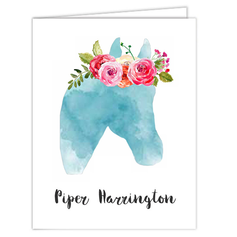 Watercolor Horse with Rose Crown Folded Notes