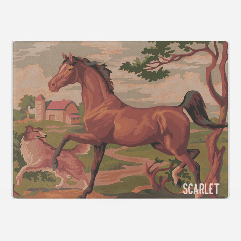 Horse and dog Glass Cutting Board