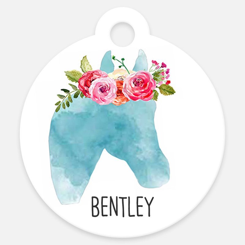 Watercolor Roses Horse ID Tag Halter Tag Bridle Tag Saddle Tag
