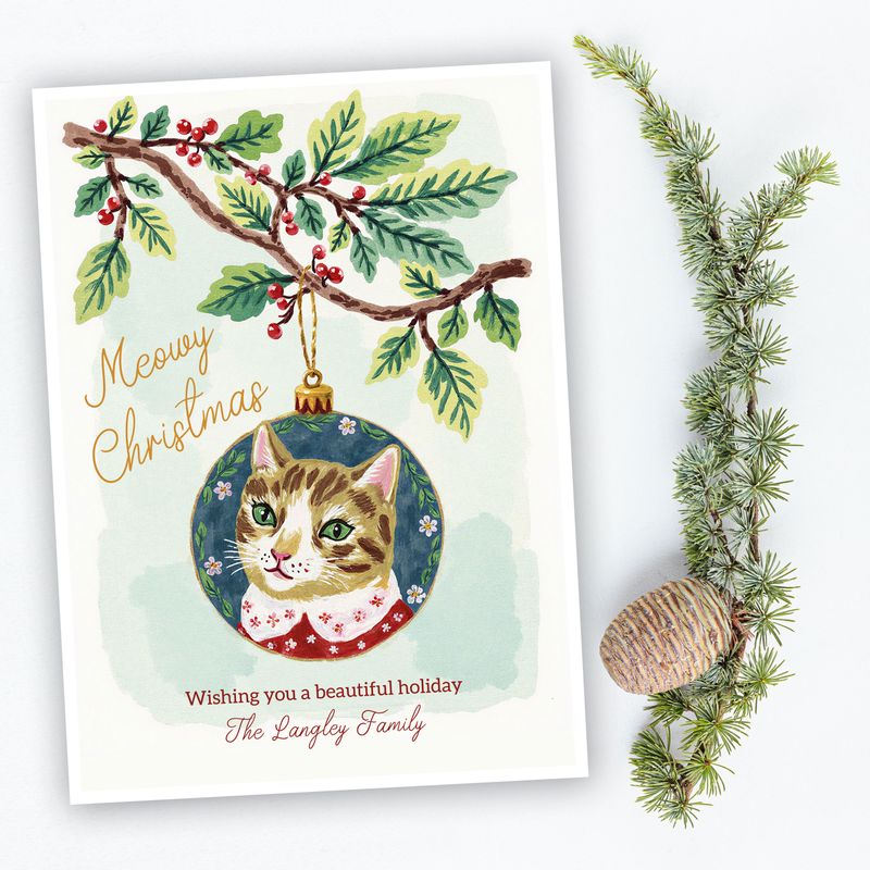 Cat Ornament Flat Holiday Cards