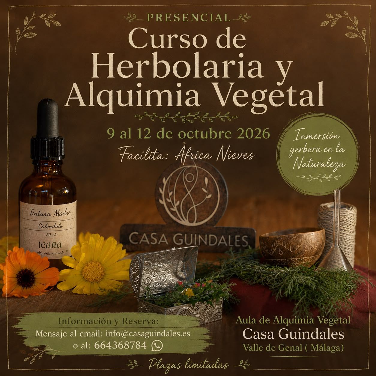 Reserva Curso Intensivo de Herbolaria y Alquimia Vegetal del 9 al 12 octubre