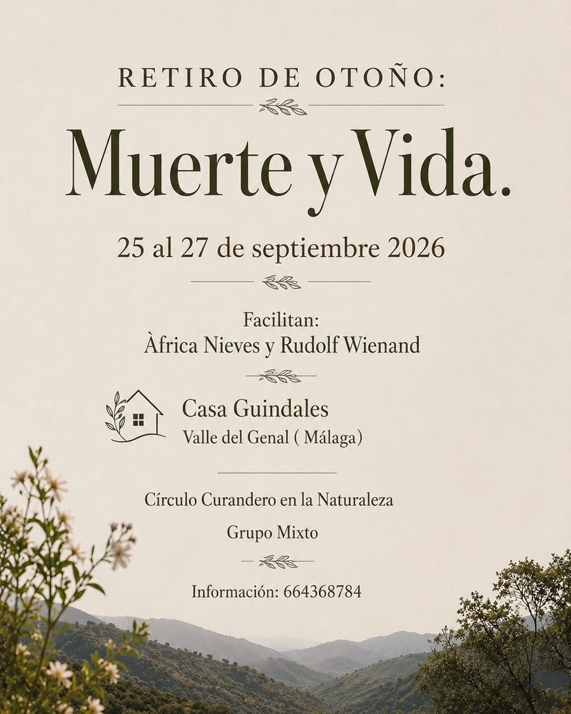 Reserva Retiro de Otoño: Muerte y Vida del 25 al 27 de septiembre​
