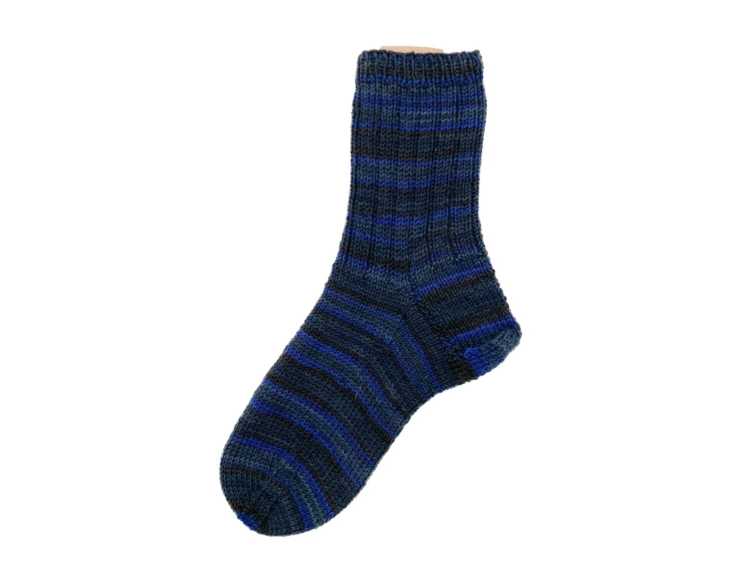 Gestrickte Socken, Größe 34/35, Grau-Dunkelblau