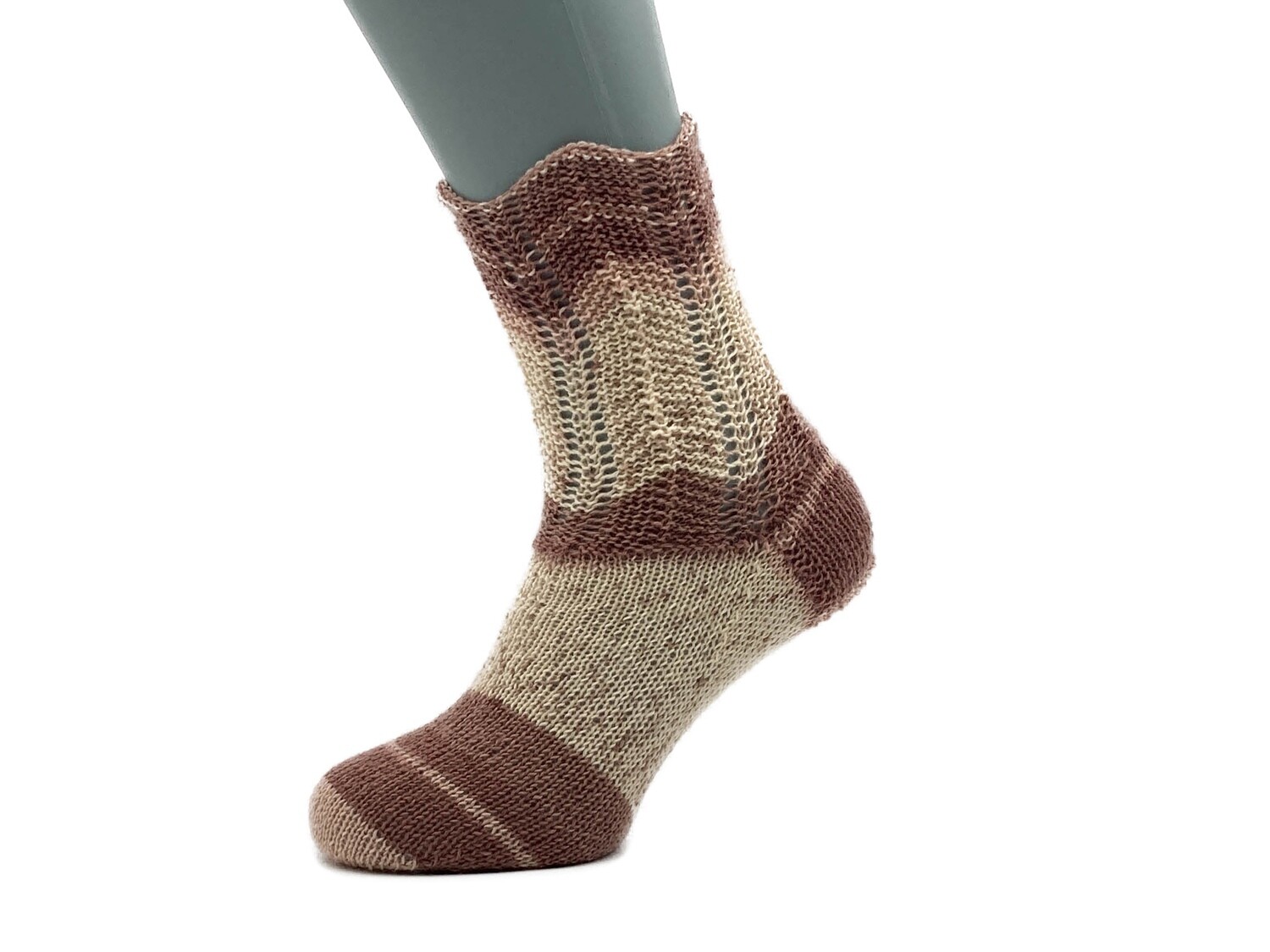 Gestrickte Socken, Größe 40/41, Beige-Hellbraun
