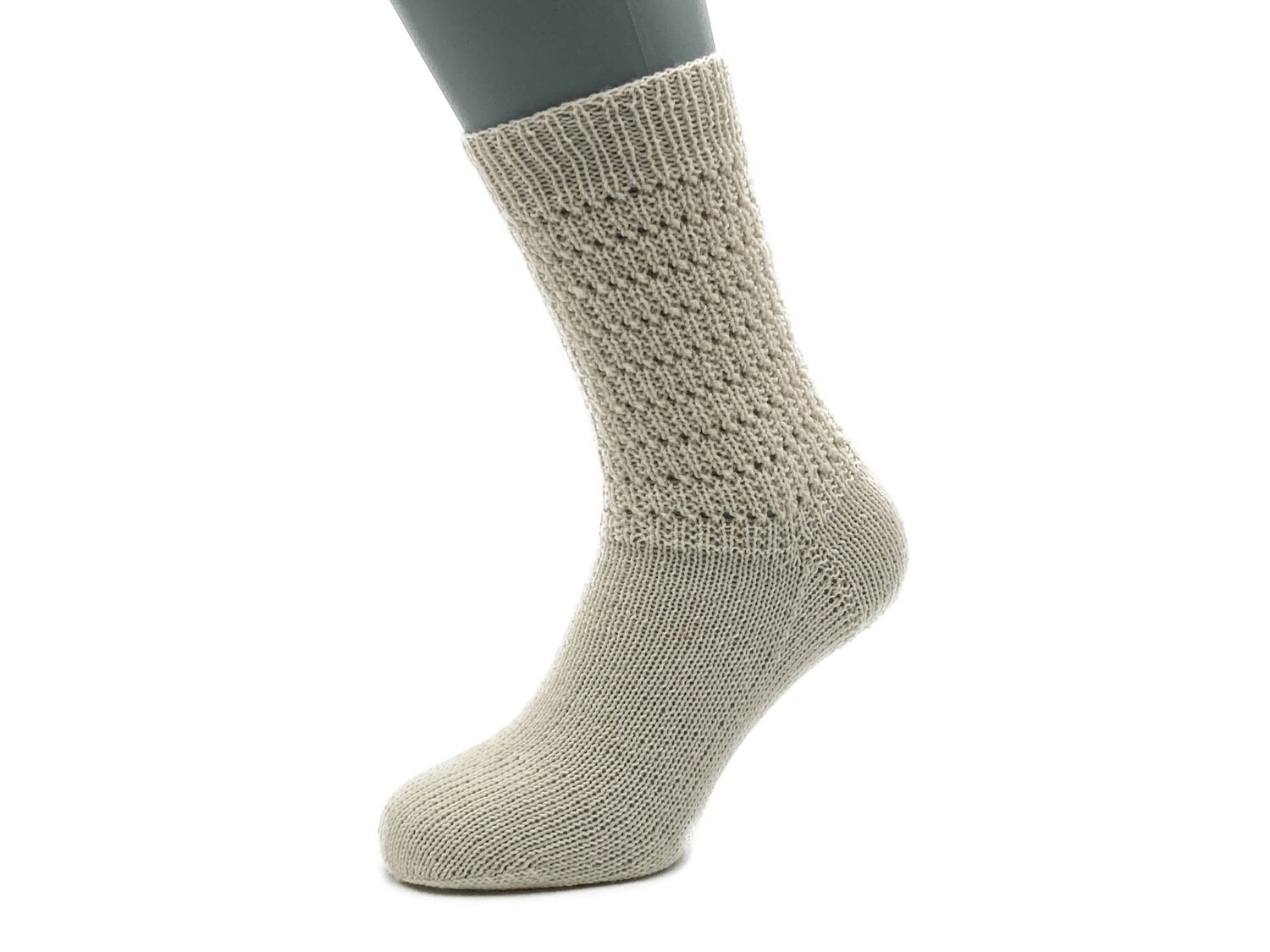 Gestrickte Socken, Größe 40/41, Beige-Weiss