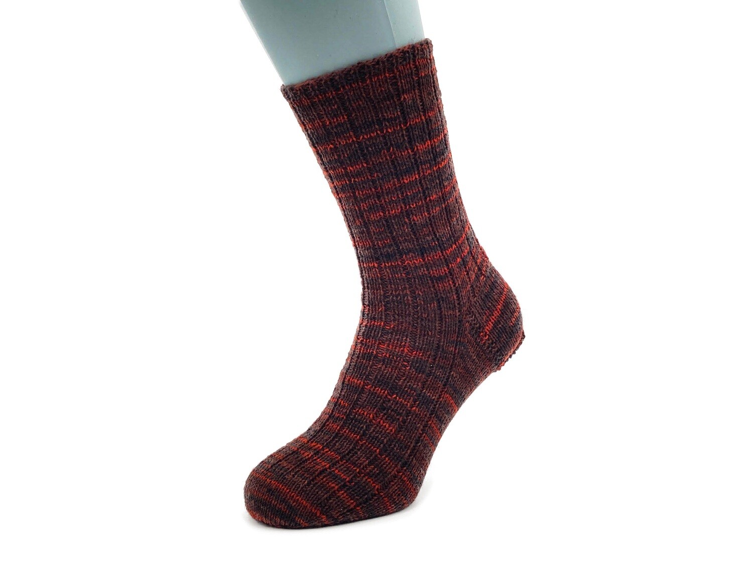 Gestrickte Socken, Größe 41/42, Braun-Orange