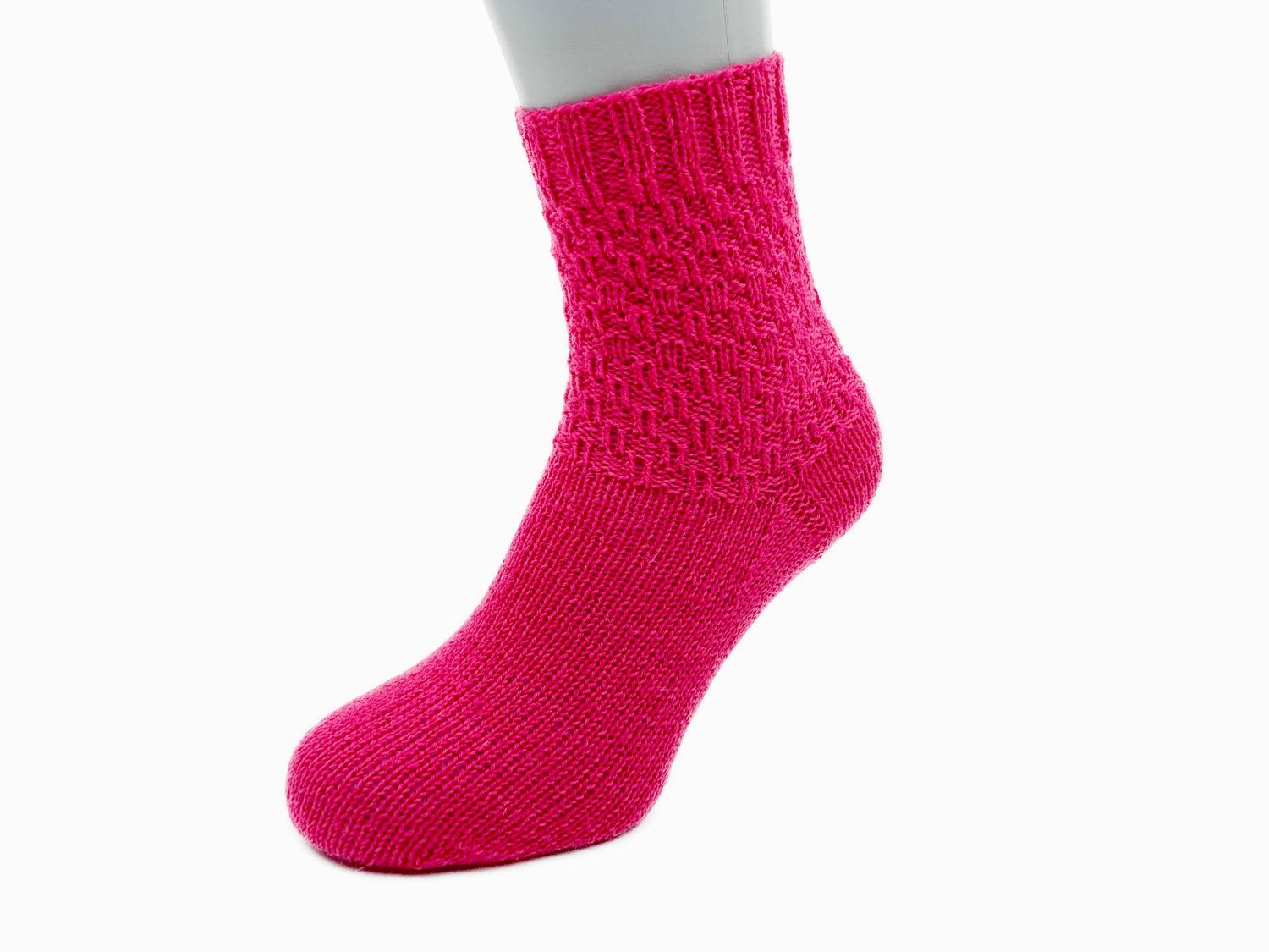 Gestrickte Socken, Größe 37/38, Merino-Wolle, Pink