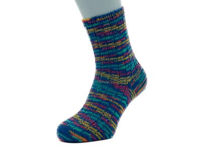 Gestrickte Socken, Größe 36/37, Blau-Rot-Gelb