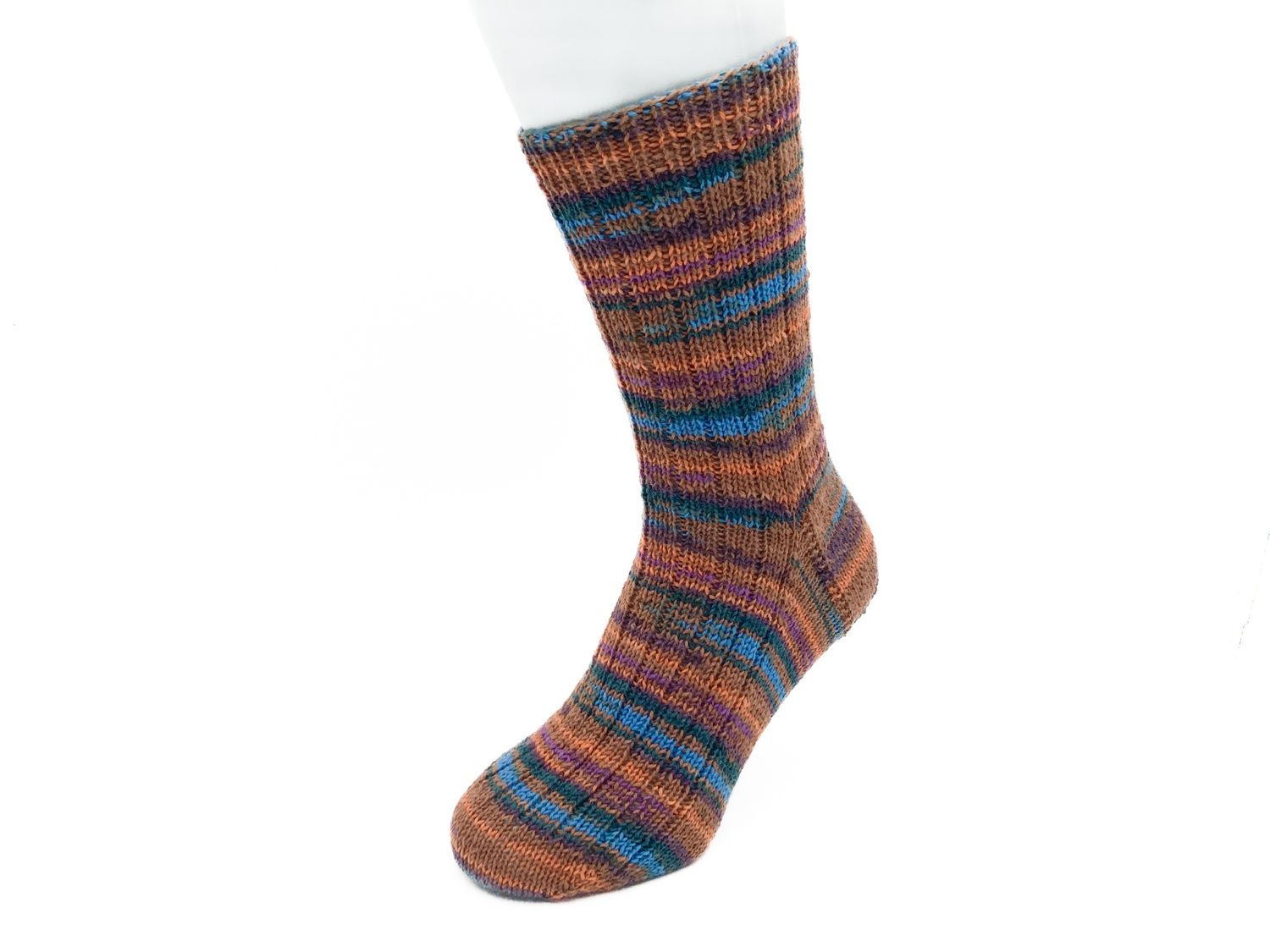 Gestrickte Socken, Größe 43/44, Orange Blau