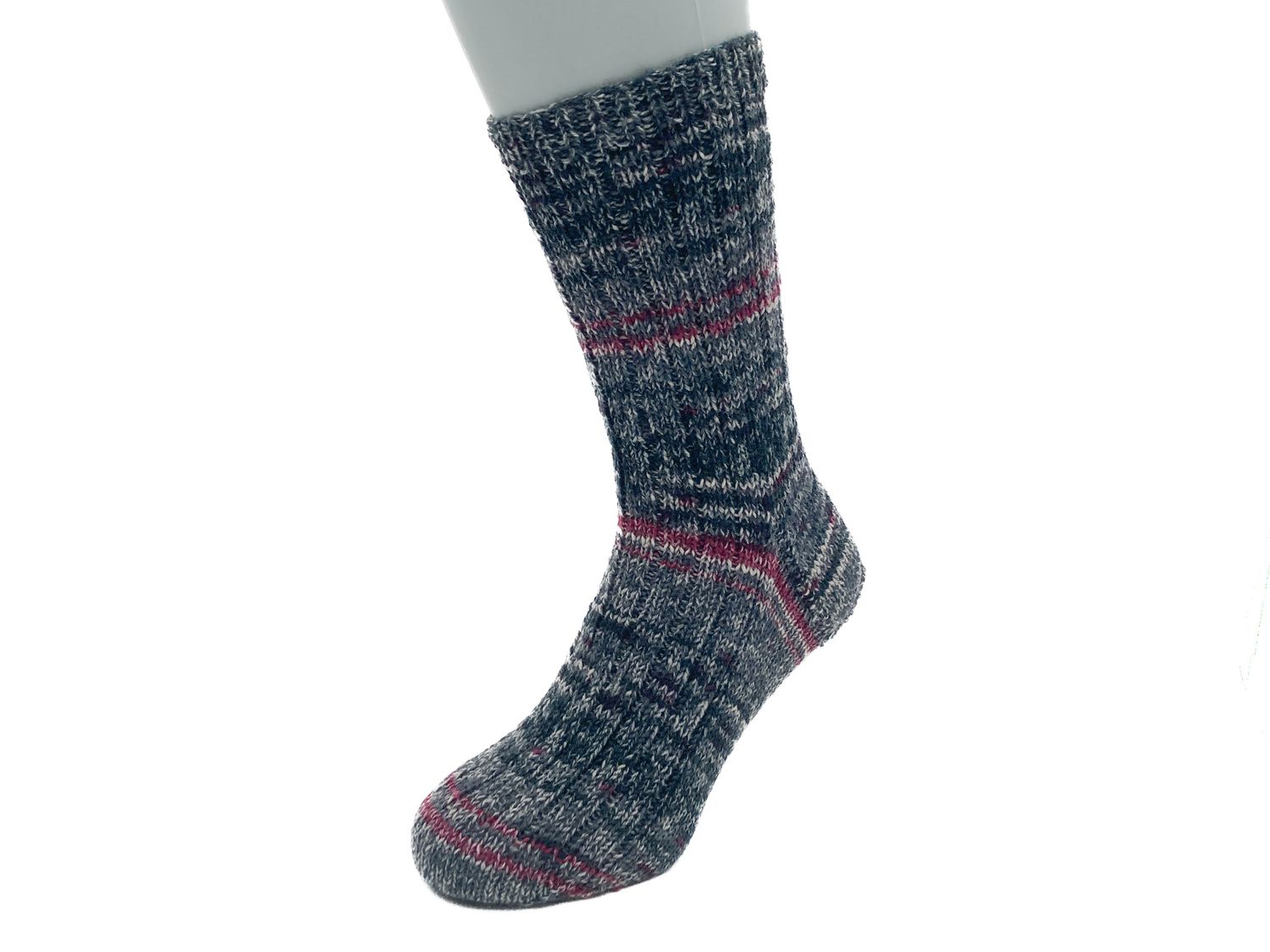 Gestrickte Socken, Größe 43/44, Graun Weinrot
