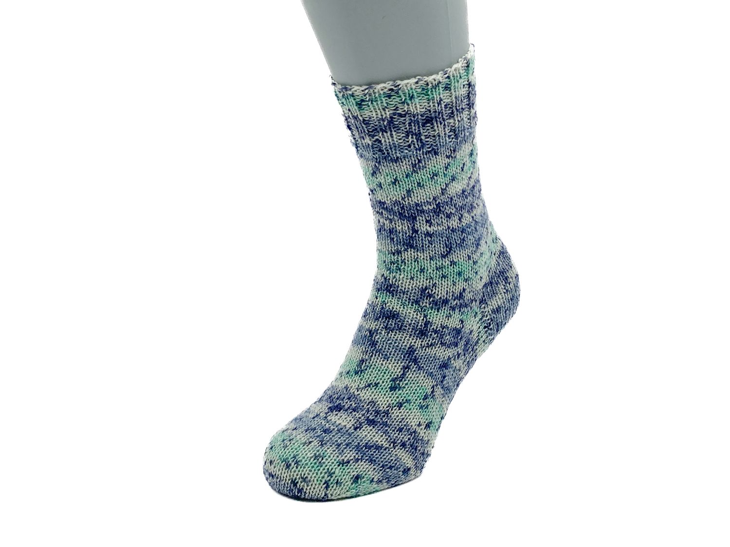 Gestrickte Socken, Größe 37/38, Türkis-Blau