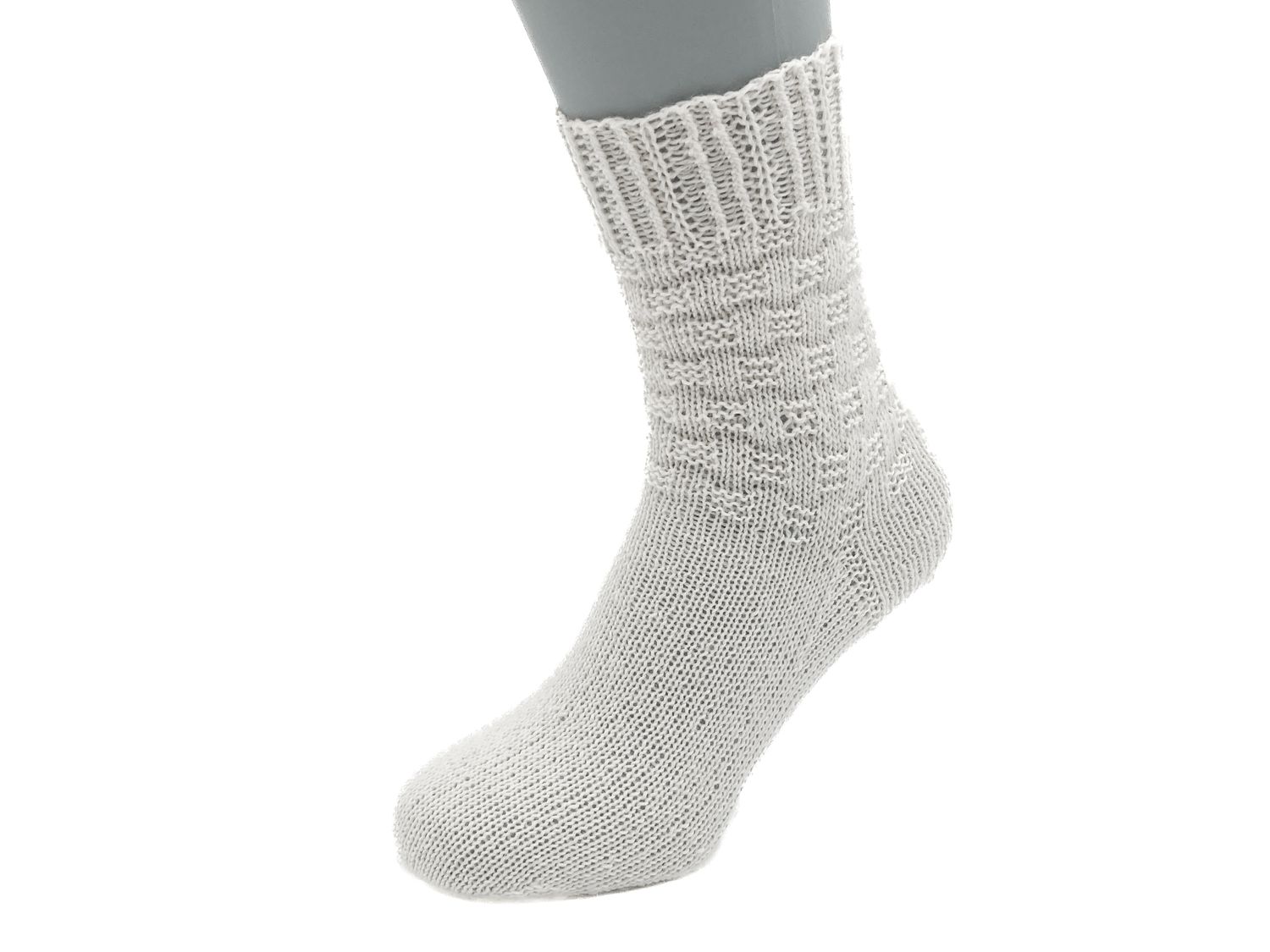 Gestrickte Socken, Größe 38/39, Weiss