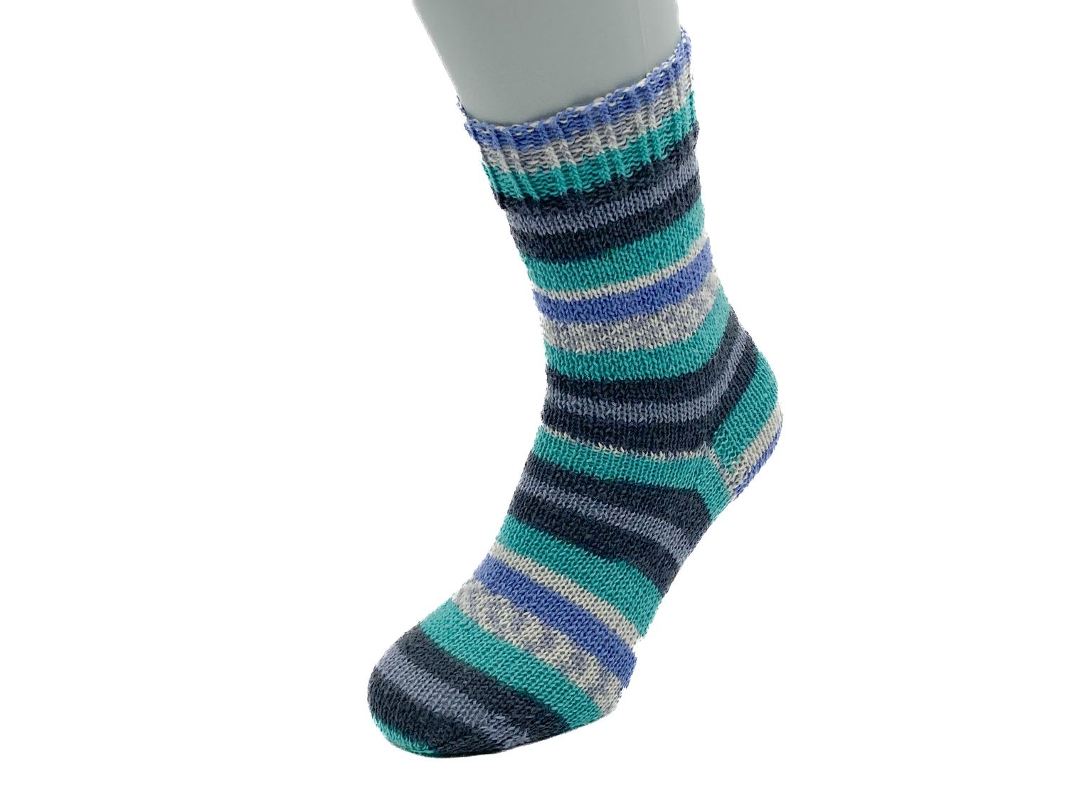 Gestrickte Socken, Größe 38/39, Türkis-Blau