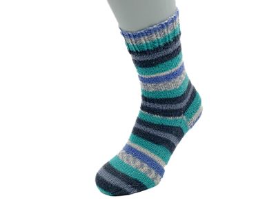Gestrickte Socken, Größe 38/39, Türkis-Blau