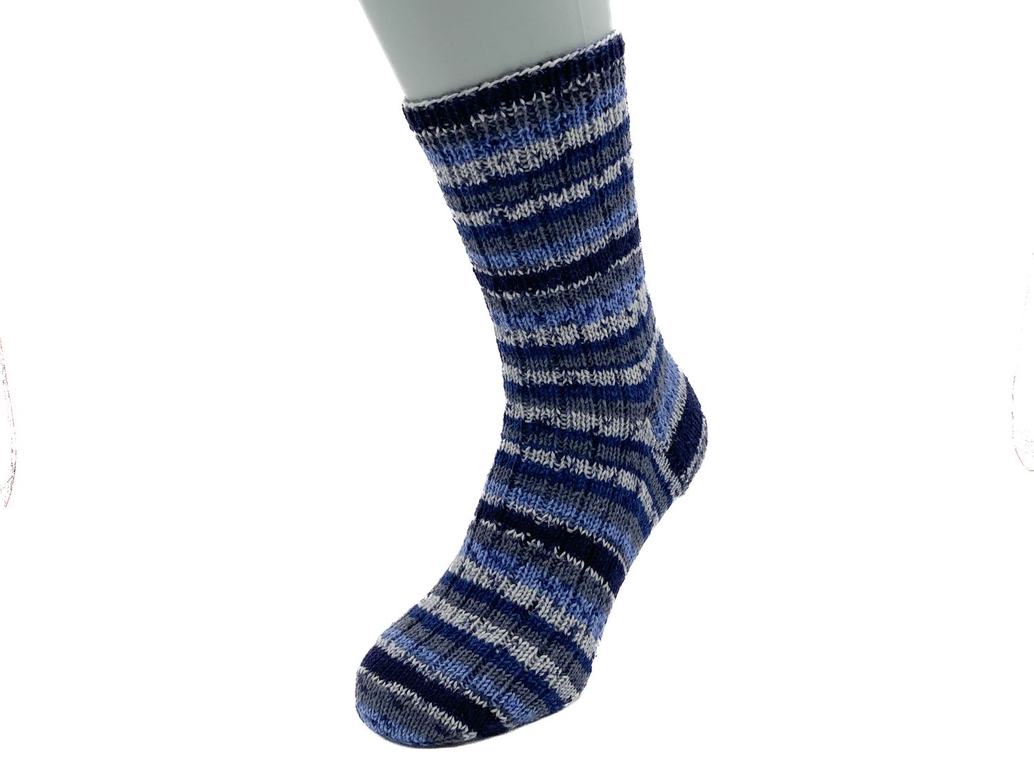 Gestrickte Socken, Größe 42/43, Blau-Grau