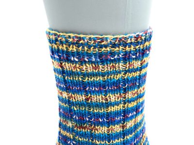 Gestrickte Socken, Größe 39/40, Blau-Gelb