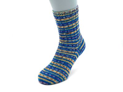 Gestrickte Socken, Größe 39/40, Blau-Gelb