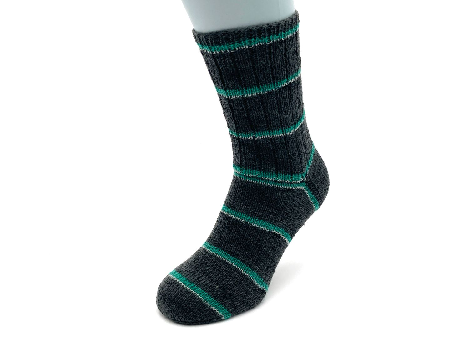 Gestrickte Socken, Größe 42/43, Anthrazit-Türkis