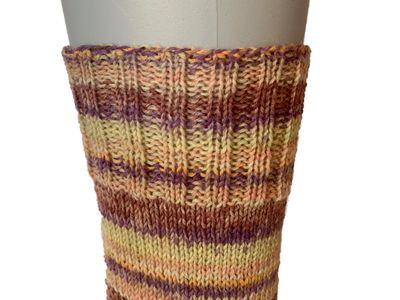 Gestrickte Socken, Größe 40/41, Braun-Gelb