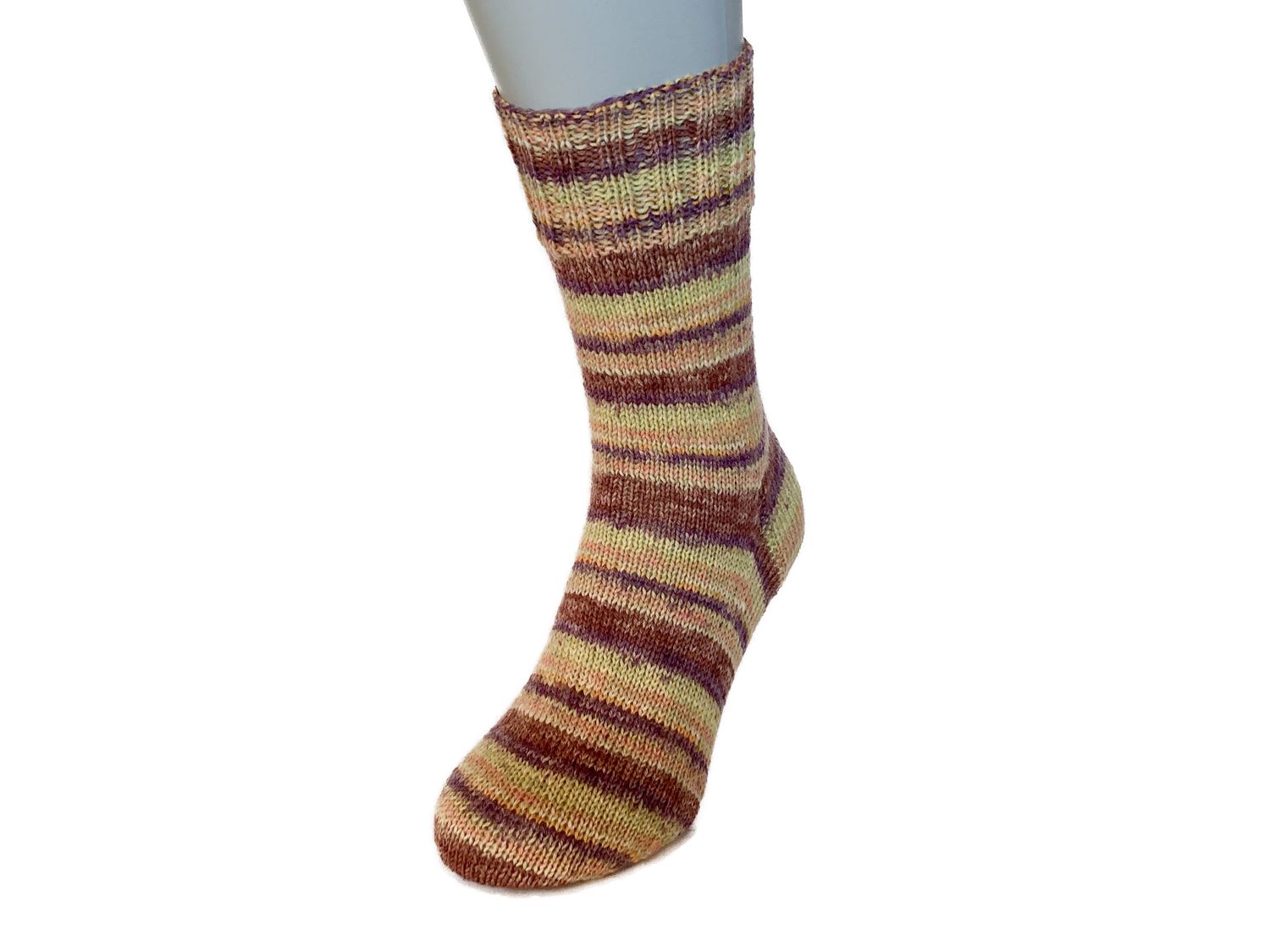Gestrickte Socken, Größe 40/41, Braun-Gelb