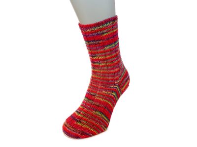 Gestrickte Socken, Größe 38/39, Rot-Bunt