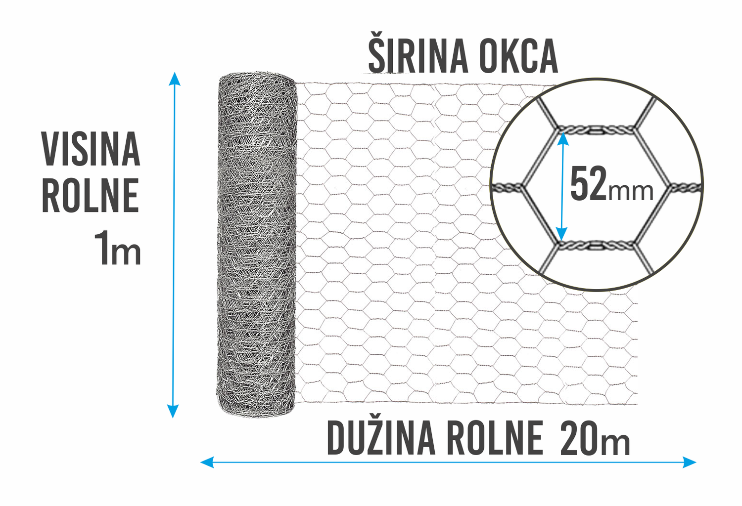 Hexagon pletivo 52mm - 1 x 20m rolna