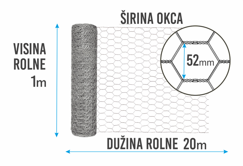 Hexagon pletivo 52mm - 1 x 20m rolna