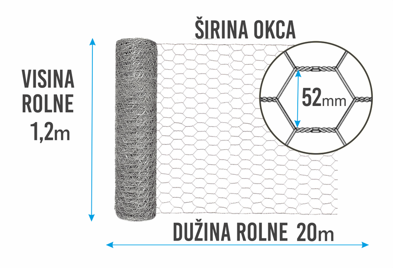 Hexagon pletivo 52mm - 1.2 x 20m rolna