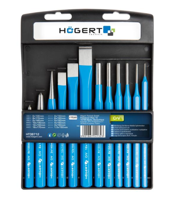 Hogert HT3B712 set dleta i izbijača, 12. kom