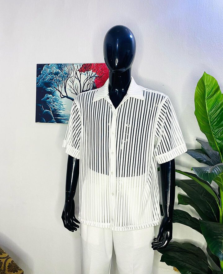 Sheer lace shirt with matching free fit pants (2 Piece)