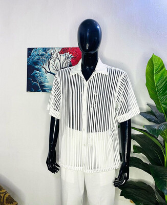 Sheer lace shirt with matching free fit pants (2 Piece)