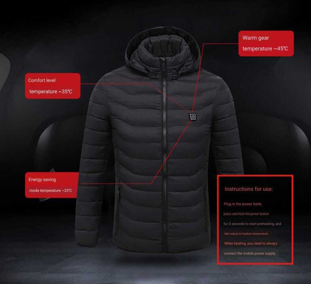 NEW USB Electric Heated Jacket Cotton Coat Thermal Clothing Heated Vest Men Clothes For Winter