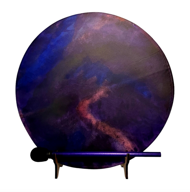 Shaman Drum - Frame Drum - Amethyst Purple Drum - Native American Drum - Bodhran - Music Gift - Drum Display Stand -Drum Lamp - Music Decor - Wall Lamp - Music Art - Sconce - Drum Light - $149+