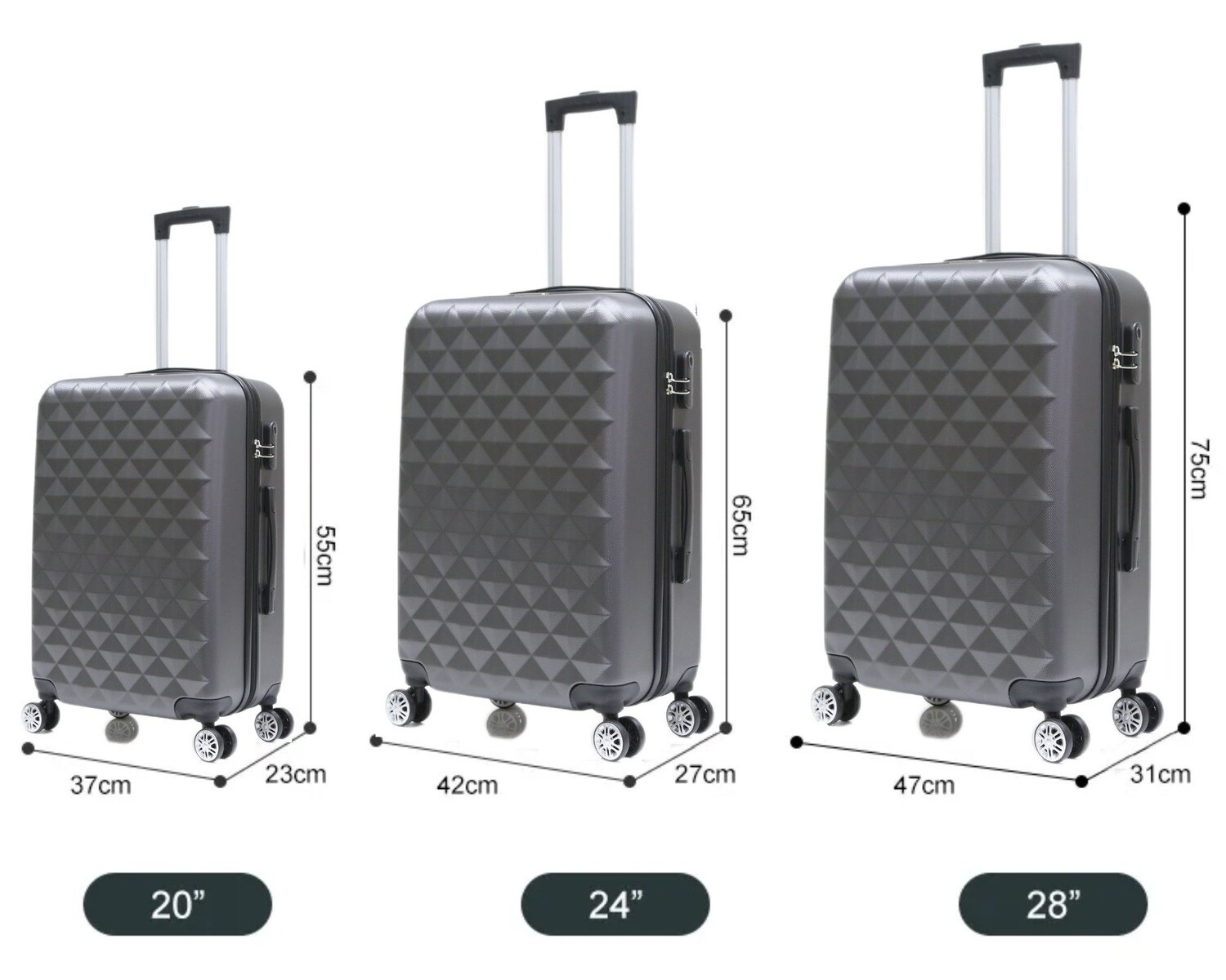 Koffers los Traveleo Babij ABS07 verkrijgbaar in 3 Kleuren