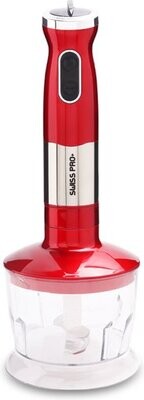 Staafmixer met blender en klopper Swiss Pro+ - Multifunctionele  - Wine Red - 700 W - RVS