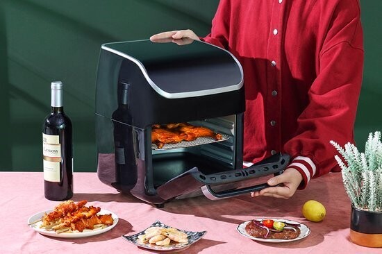 Deluxe Airfryer en oven  XXL 12L Swiss Pro+ Power Multi-Function een  9 in 1. Heteluchtoven, friteuse, oven en grill droger, rotisserie spies. Voor het hele gezin, Touch Black Edition