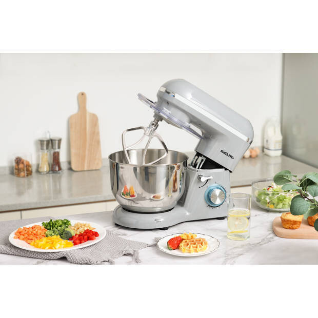 Keukenmachine Swiss Pro+ krachtige 1500W motor 6L inhoud - RVS Verkrijgbaar in Grijs/Zilver en Zwart/Zilver