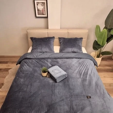 Dekbedovertrek Beau Maison velvet fluweel antraciet-donkergrijs