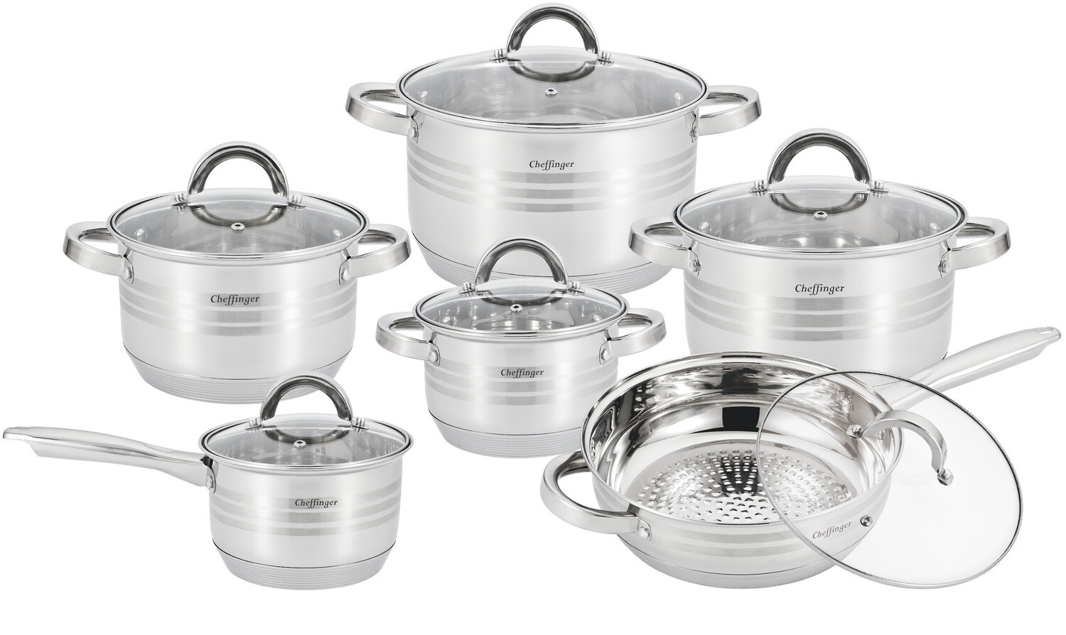 Pannenset Cheffinger CF-SS1230 12-delig