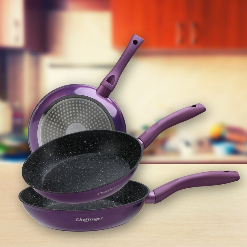 Koekenpannenset Cheffinger CF-FA03 3-delig in 4 kleuren