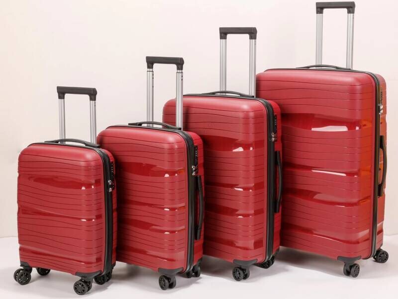 Kofferset TravelerZ Polypropeen met dubbele wielen - met TSA-slot Rood