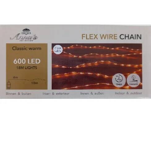 Kerstverlichting LED Draadverlichting transparant 600L/18m classic warm timer/dimmer/trafo